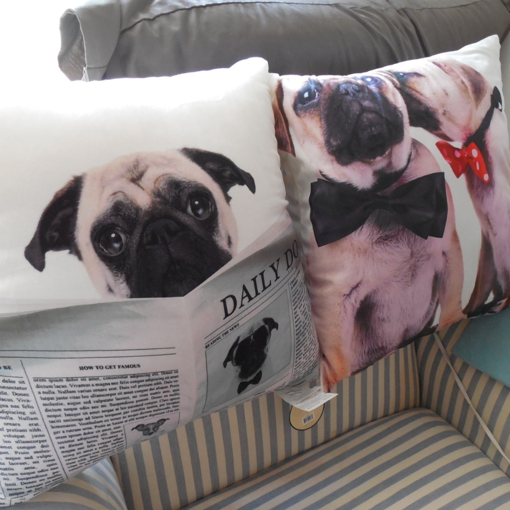 NEW LOT OF 2 SUPER SOFT CUTE PUGS PILLOWS 18"-20"! - Picture 3 of 4